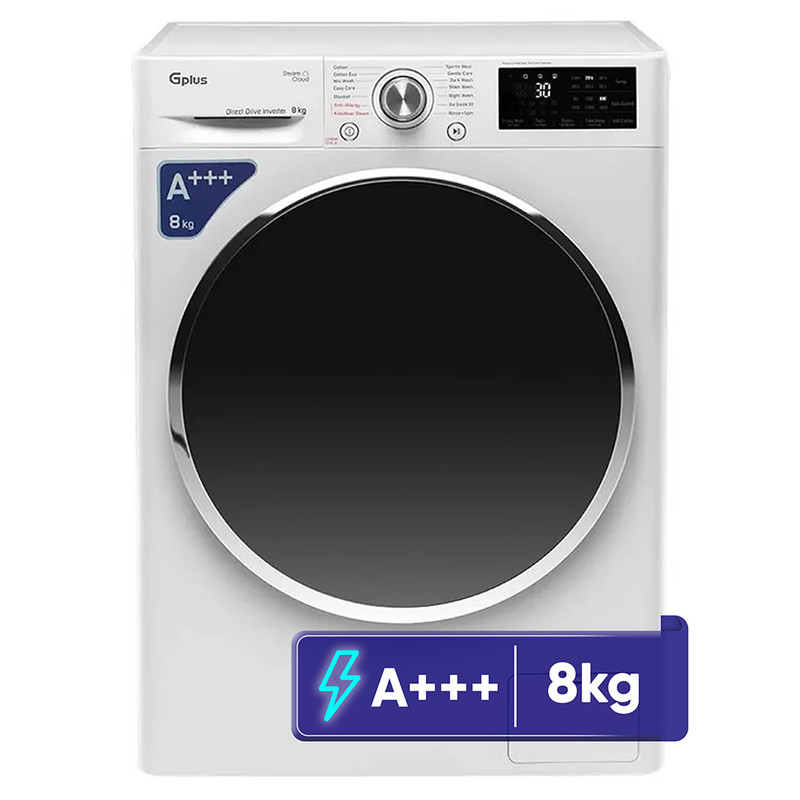 ماشین لباسشویی 8 کیلوگرم اتوماتیک جی پلاس مدل GWM-R88W - سفید