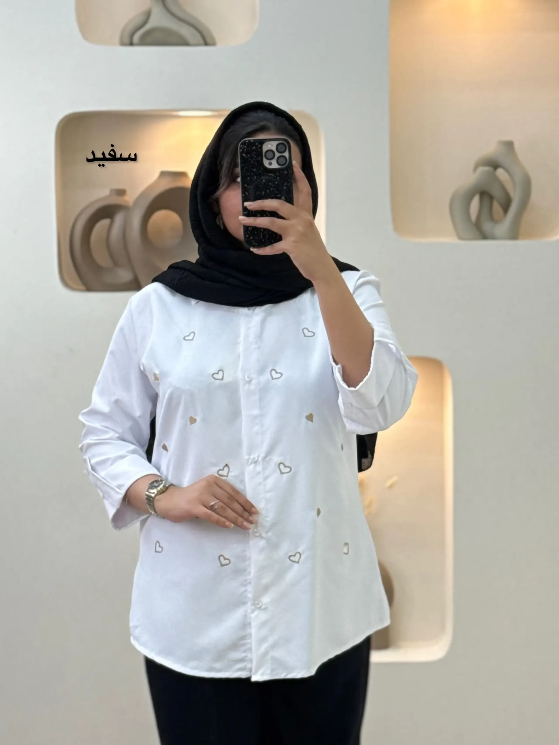 شومیز تترون گلدوزی قلب-3523