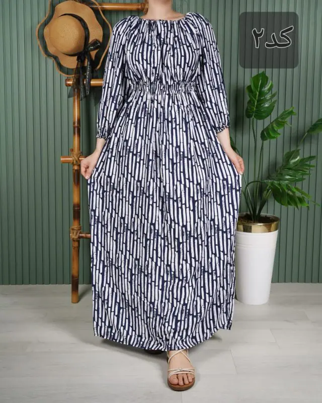 پیراهن ساحلی زنانه نخی U7615 - کد-2