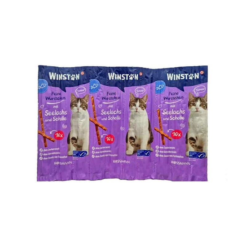 غذای تشویقی گربه «Winston» مدل سالمون و قزل آلا (100 گرم) (10 عددی)