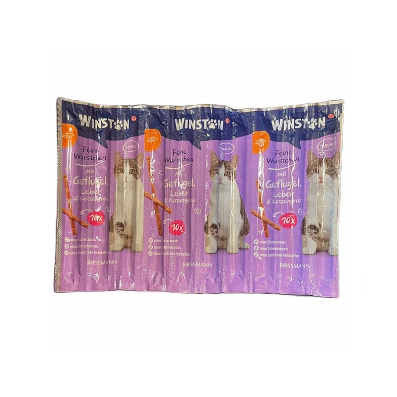 غذای تشویقی گربه «Winston» مدل مرغ و جگر (100 گرم) (10 عددی)