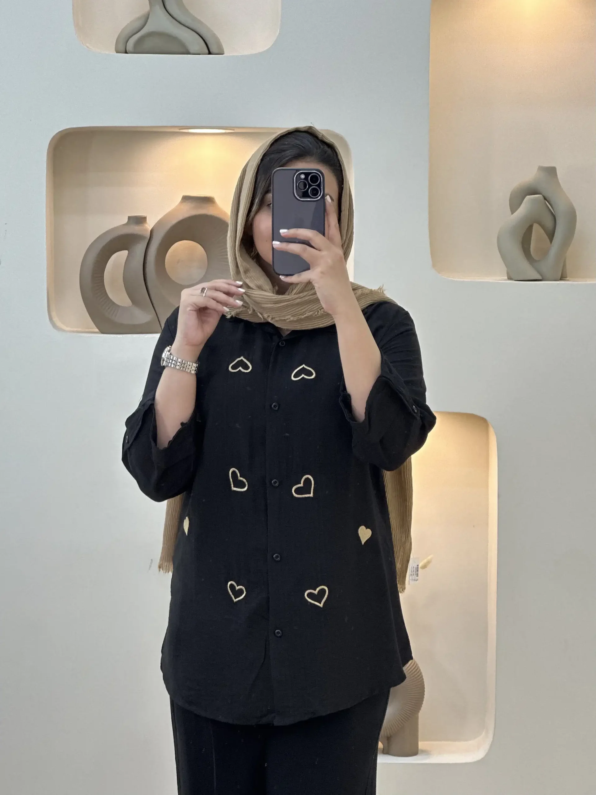 شومیز گلدوزی قلب-10208 - مشکی