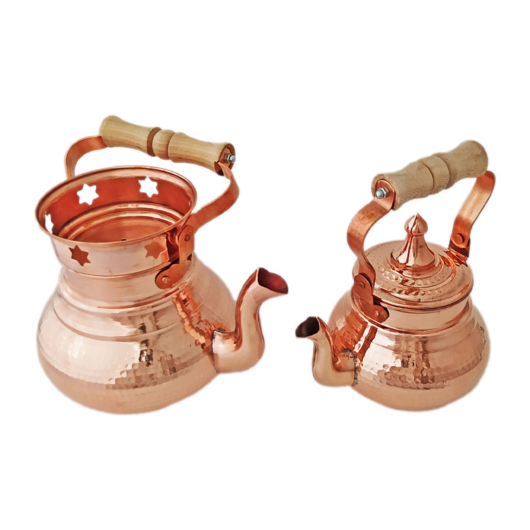 کتری و قوری مسی مدل کلاژ