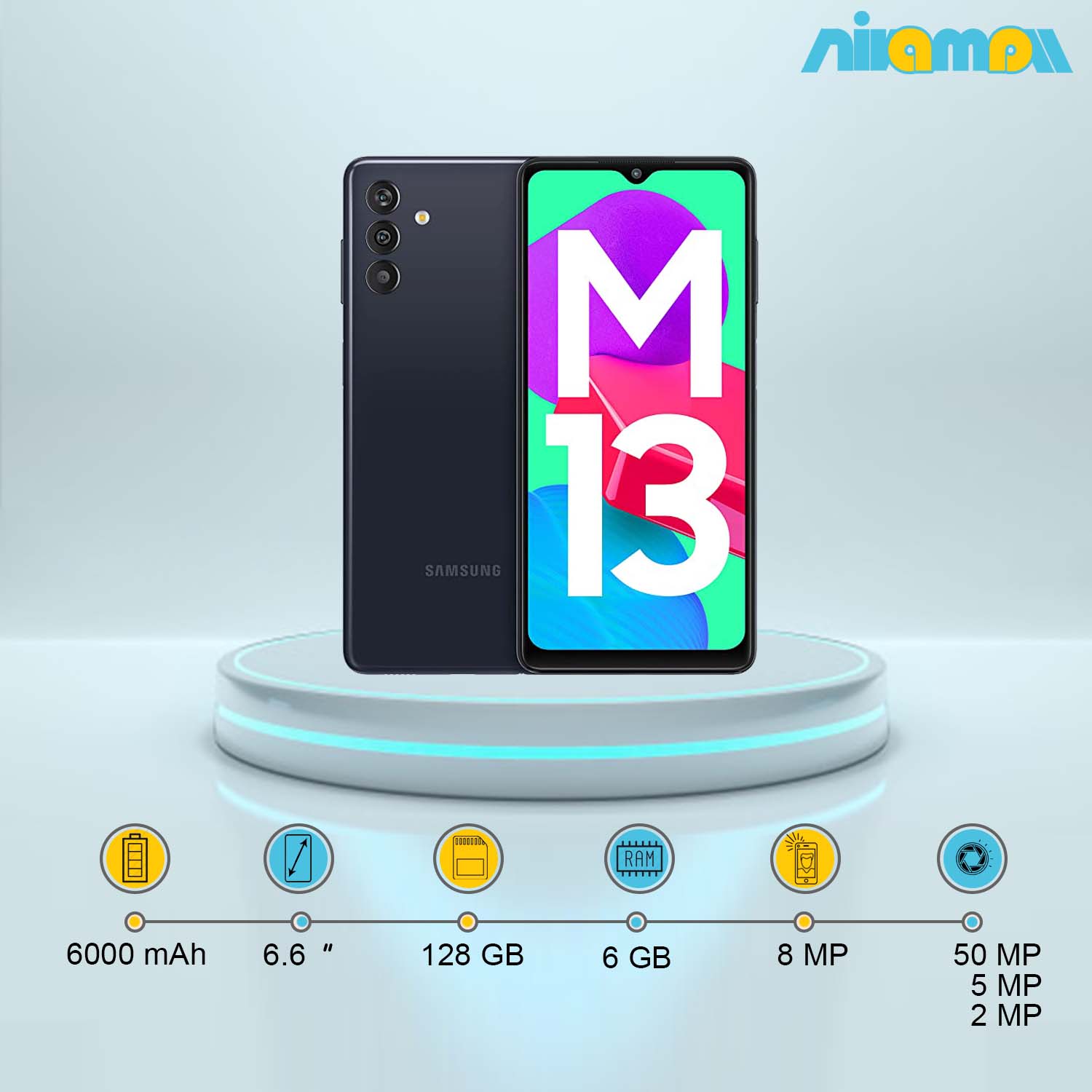 گوشی موبایل سامسونگ مدل Galaxy M13 دوسیم کارت ظرفیت 128 گیگابایت و رم 6 گیگابایت