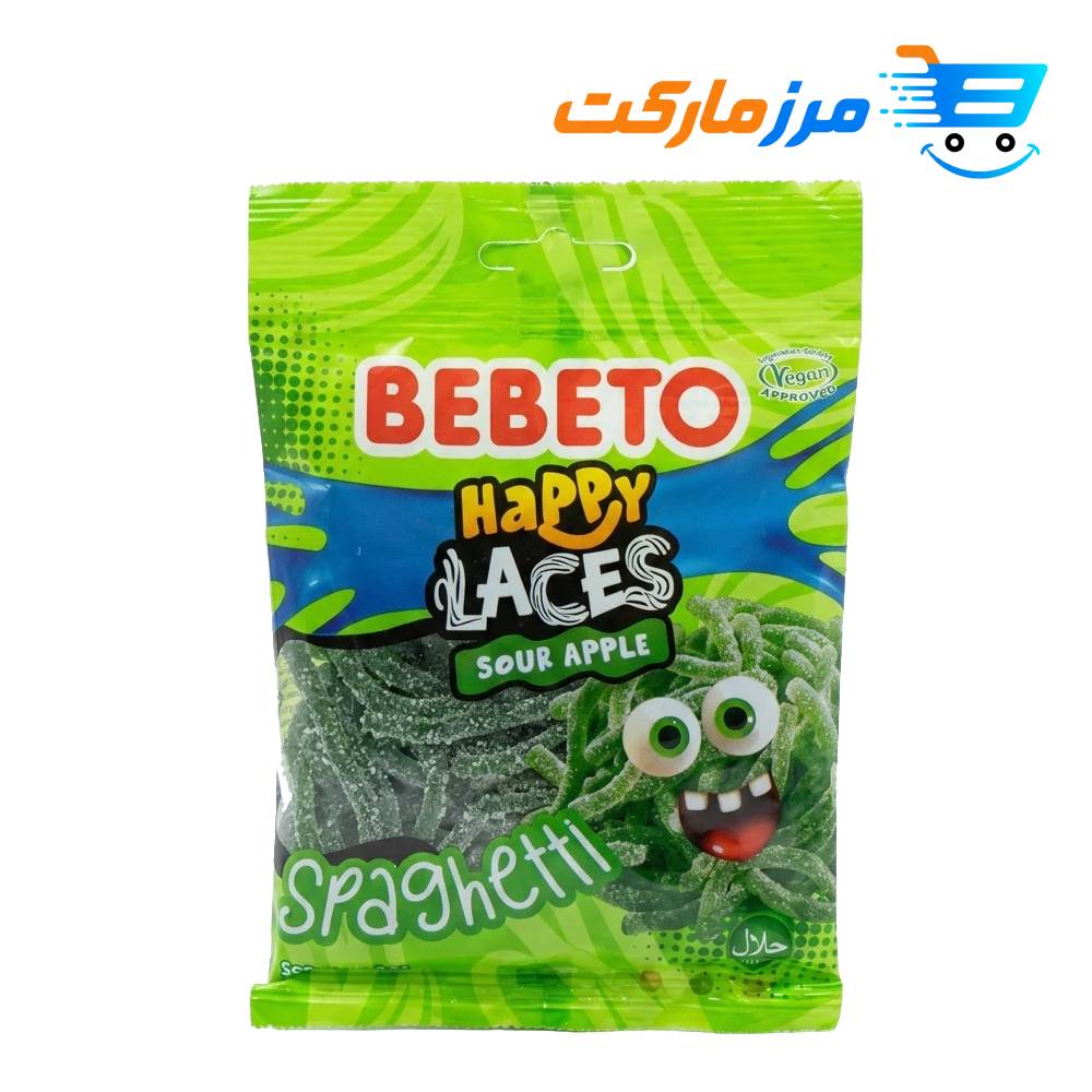 پاستیل ببتو BEBETO مدل اسپاگتی با طعم سیب ترش 80گرمی
