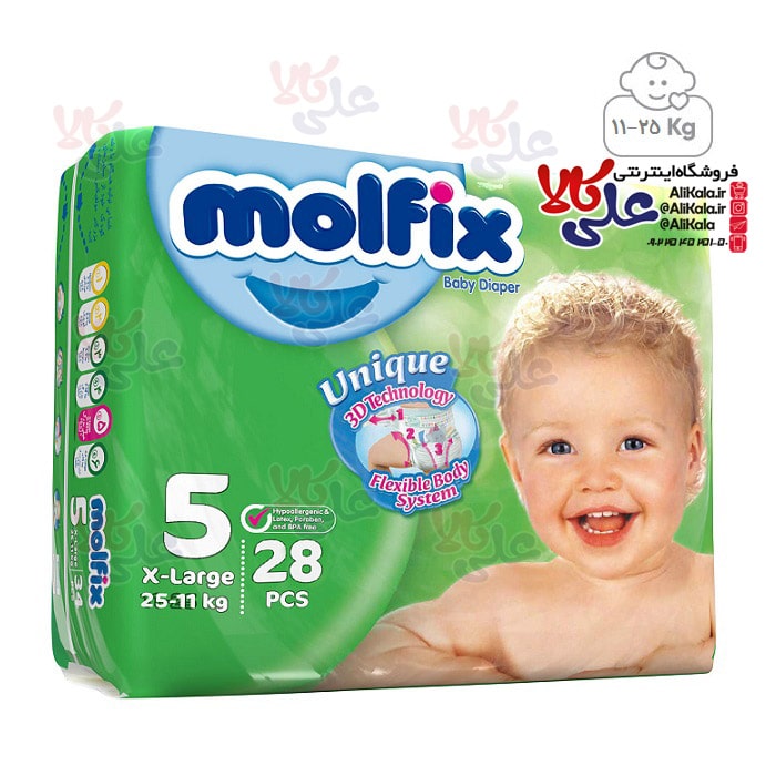 پوشک مولفیکس سایز 5 بسته 28 عددی