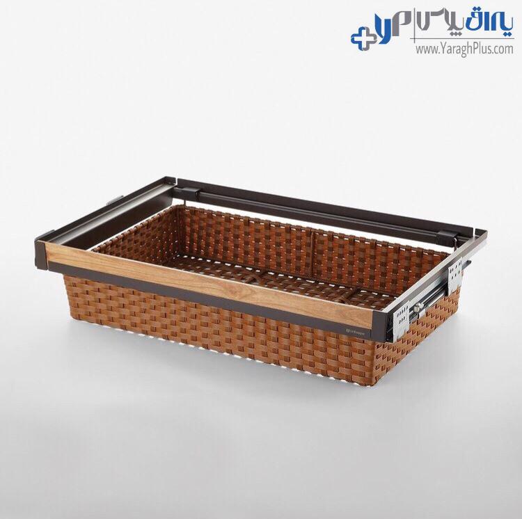 سبد حصیری ریلی داخل کمد لباس با فرانت چوب قابل رگلاژ آرام بند یونی هاپر WS4141