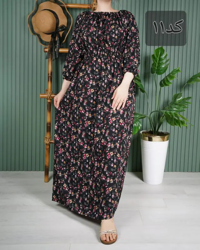 پیراهن ساحلی زنانه نخی U7615 - کد-11