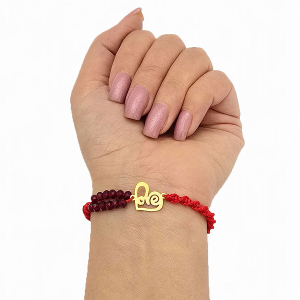 دستبند طلا و سنگ قلب لاو 010