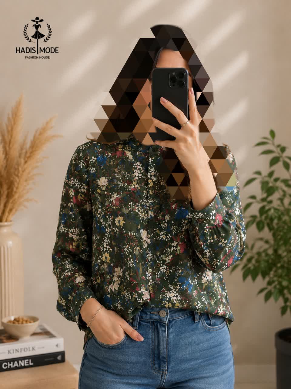شومیز مجلسی حریر زنانه سایز بزرگ سبز وارداتی برند REDSKY