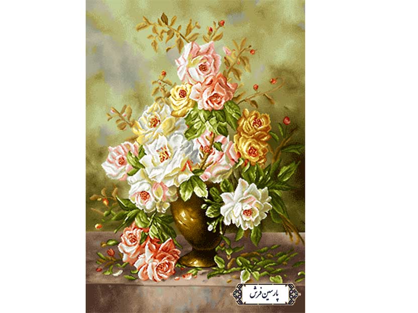 نخ و نقشه تابلو فرش جام گل های رز - کد NG1540