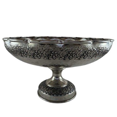میوه خوری طرح گلدار سفید پایه کوتاه