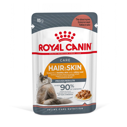 غذای پوچ گربه رویال کنین مدل هیر اند اسکین Hair & Skin وزن 85 گرم