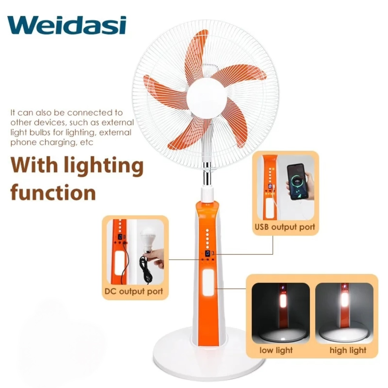 پنکه شارژی ایستاده ویداسی مدل WD-246