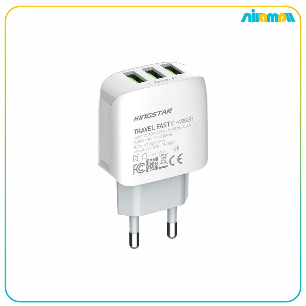 شارژر دیواری 17 وات کینگ استار مدل KW163C به همراه کابل USB-C