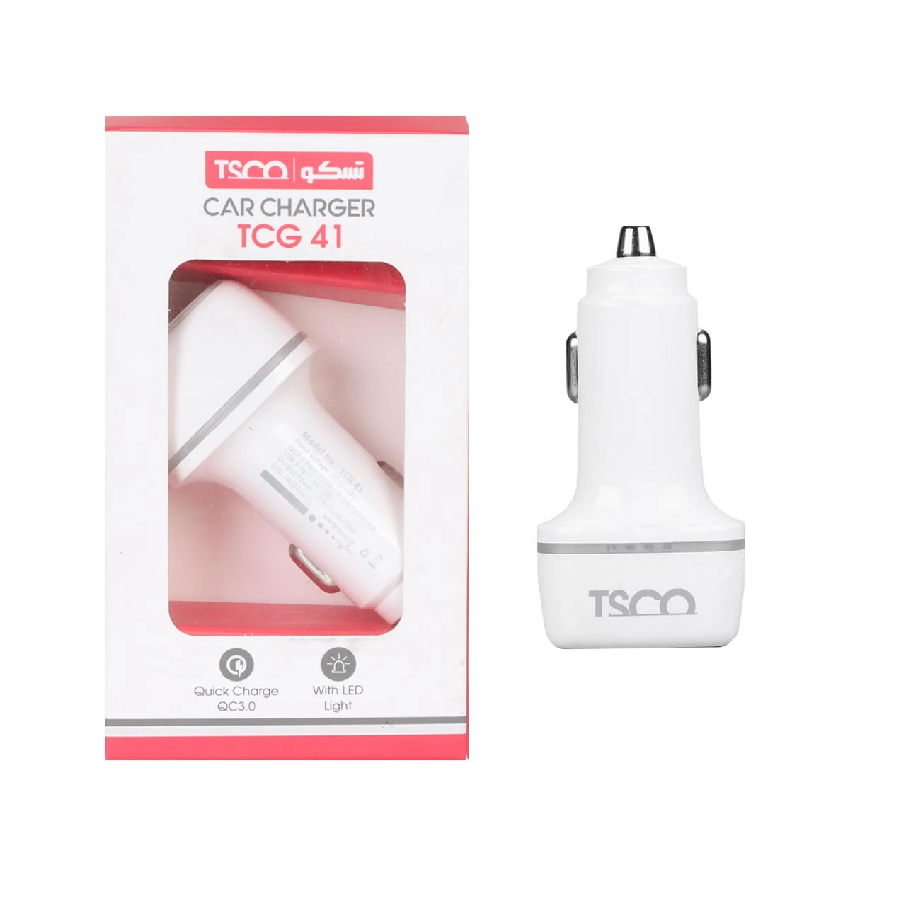 شارژر فندکی فست دو پورت Tsco مدل TCG 41 30W - سفید