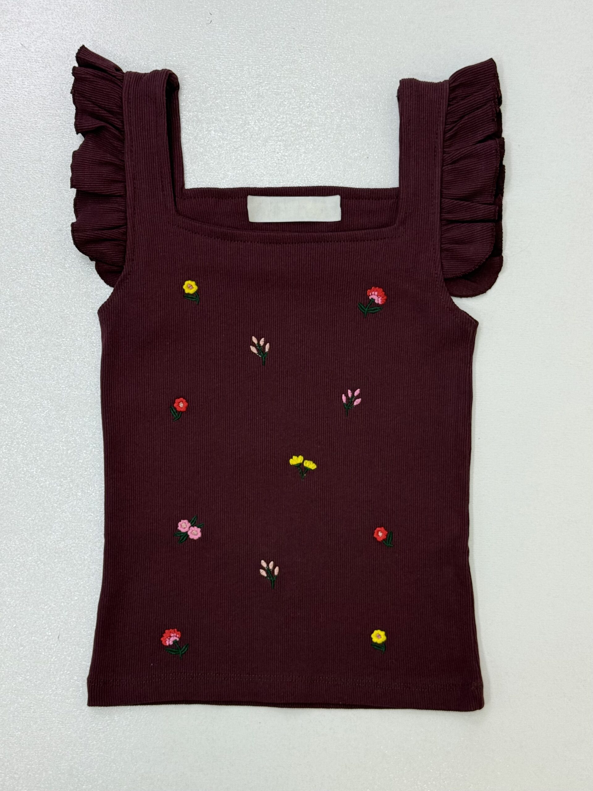 تاپ گلدوزی گل - زرشکی