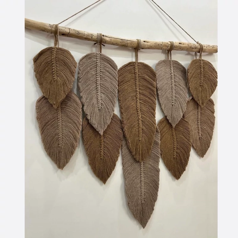 دیوارکوب برگ مکرومه طرح موکا برند ریسمونک و رنگ دلخواه