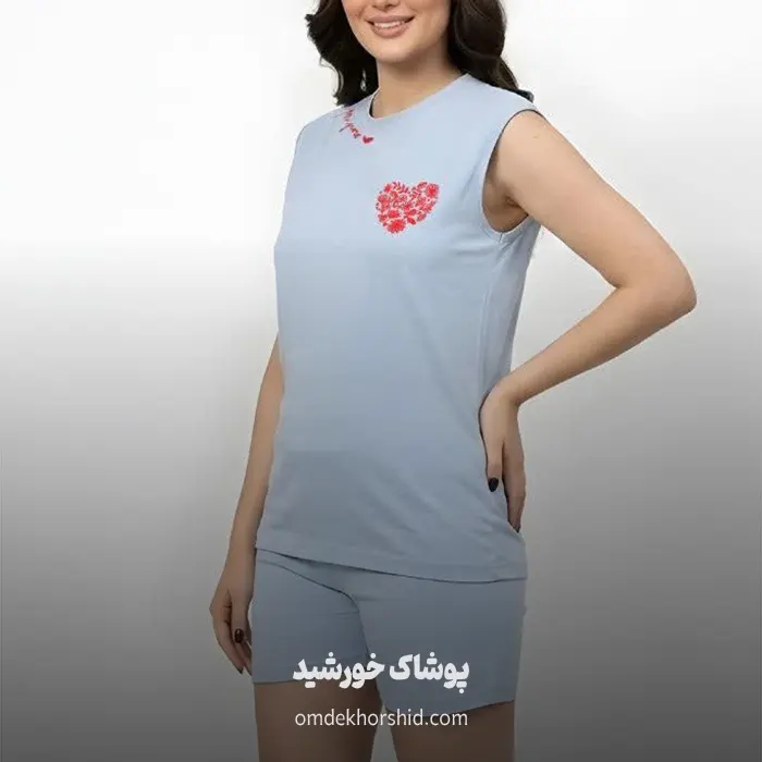 ست تاپ شلوارک پنبه قلب