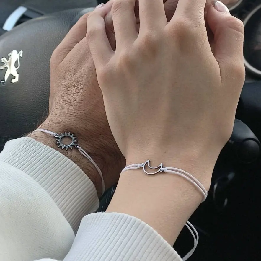 ست دستبند کاپلی ماه و خورشید کد 2367