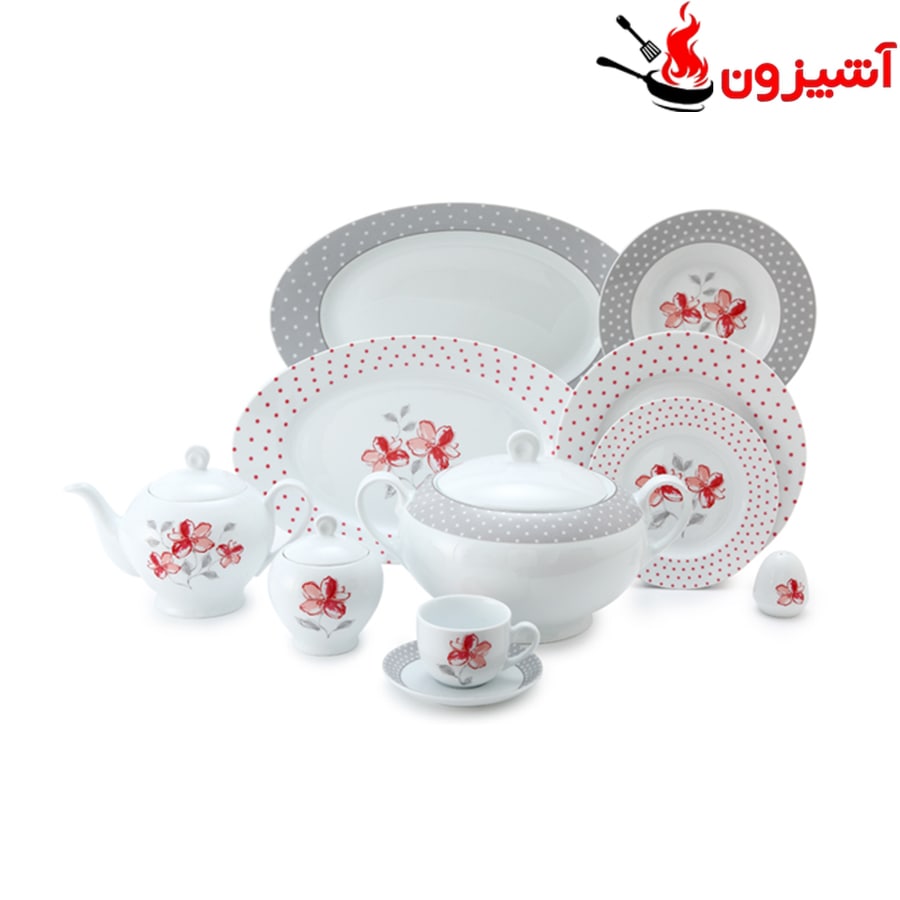سرویس 102 پارچه 12 نفره طرح والنسیا قرمز