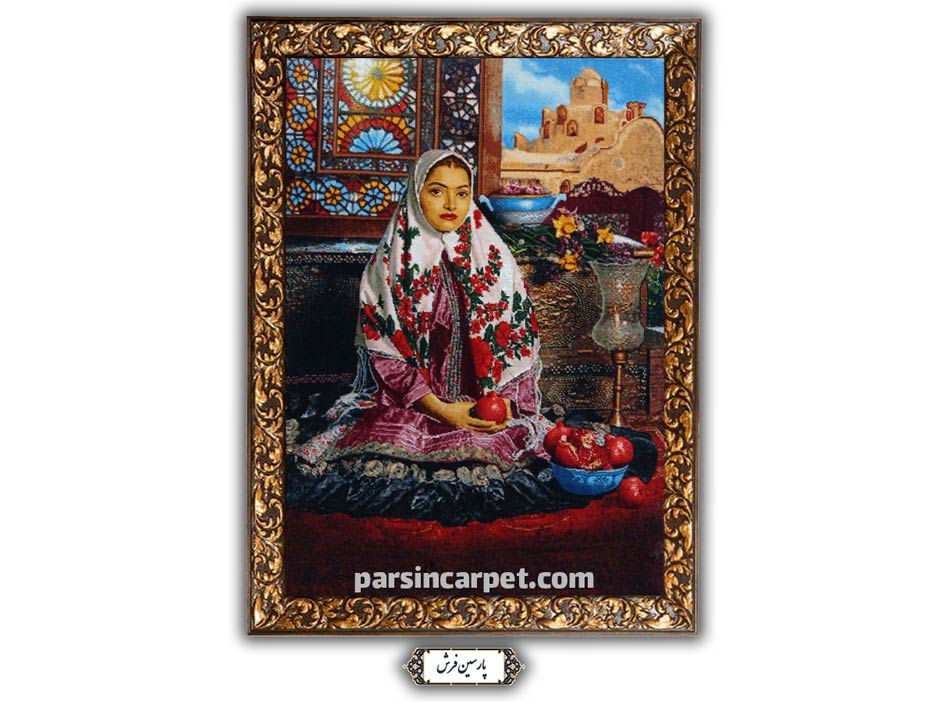 تابلو فرش دستباف تبریز طرح دختر ایرانی - کد TC6306