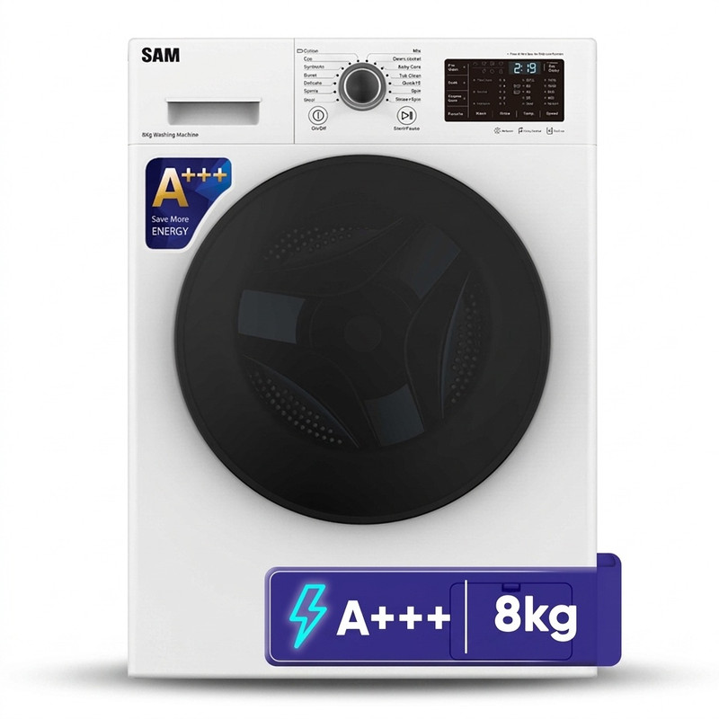 ماشین لباسشویی 8 کیلوگرم اتوماتیک سام مدل  BL-Q1465W ظرفیت 8 کیلوگرم - سفید