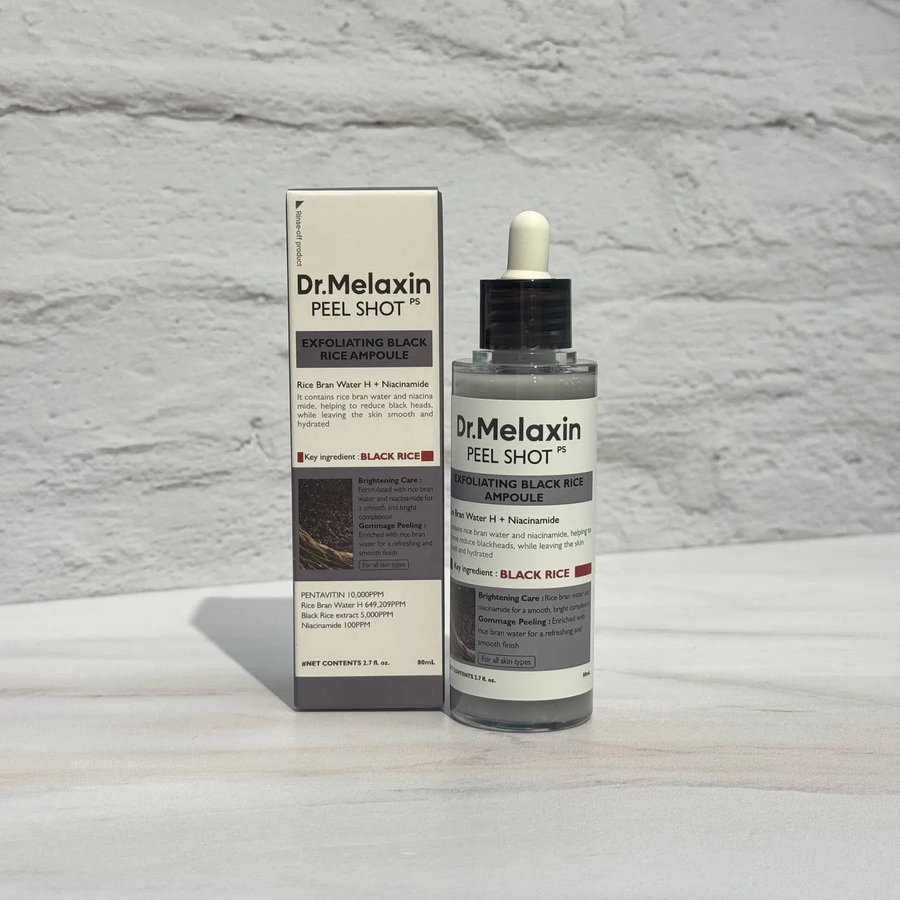 سرم لایه‌بردار پیل شات برنج سیاه دکتر ملاکسین 80 میل Dr.Melaxin Peel Shot Exfoliant Black Rice Ampoule