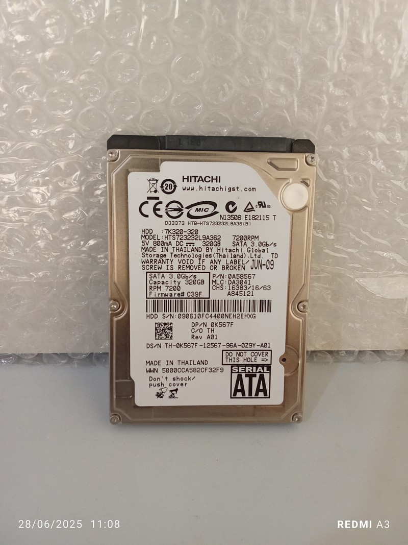 هارد لپ تاپ320 گیگHITACHI-(کد HD-L-T-XG)استوک