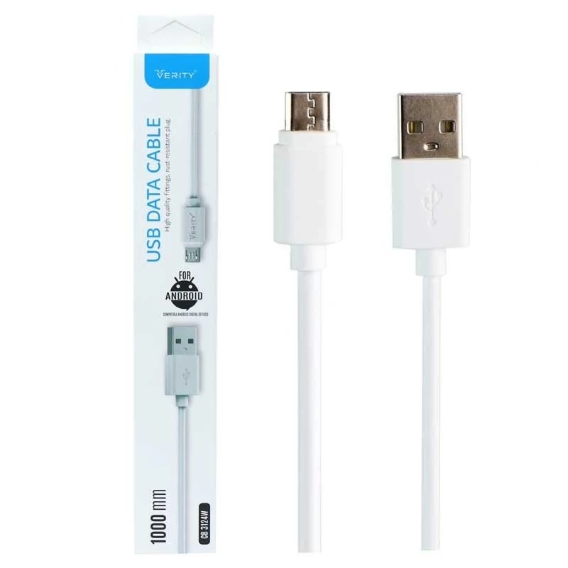 کابل شارژر USB به microUSB وریتی مدل CB3124A CB 3124A model USB to microUSB charger cable طول 1 متر