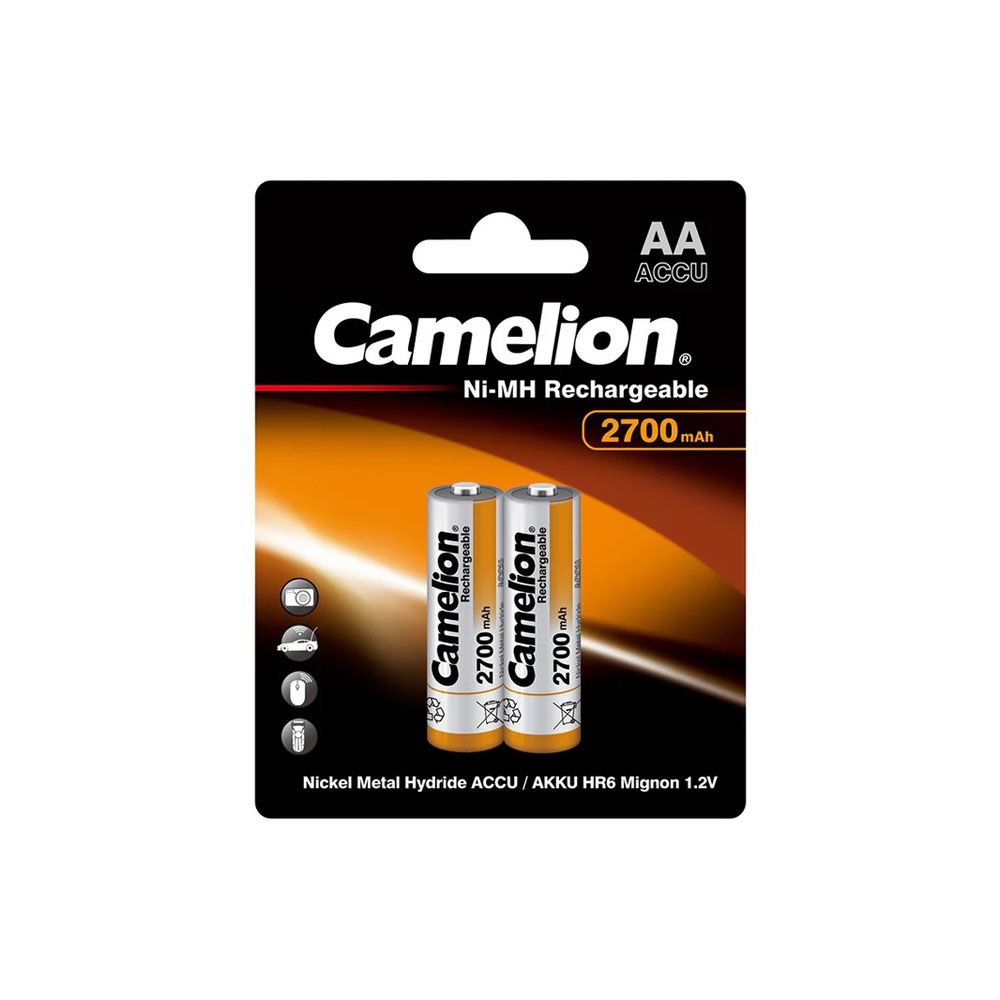 کملیون آلکالاین 2700 میلی آمپر قلمی قابل شارژ 2 عددی Camelion Alkaline AA Rechargeable 2700mAh card of 2