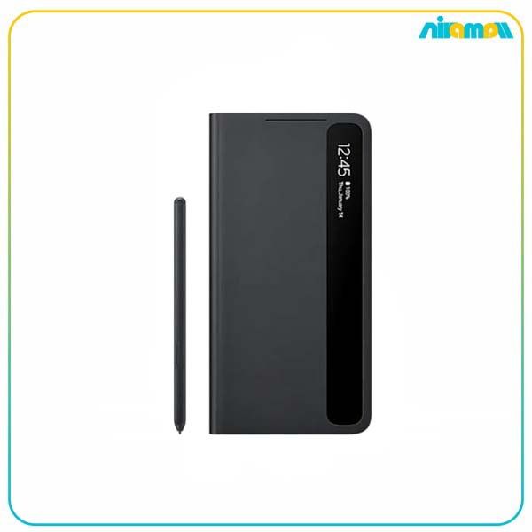 کیف کلاسوری مدل Clear View Cover مناسب برای گوشی موبایل Galaxy S21 Ultra 5G به همراه قلم نوری