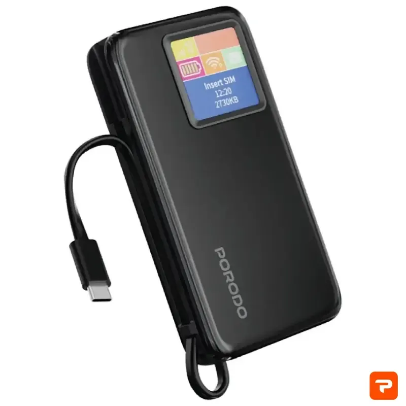 پاوربانک پرودو مدل PDPBFCH087 ظرفیت ۱۰ هزار با مودم جیبی ۴G LTE