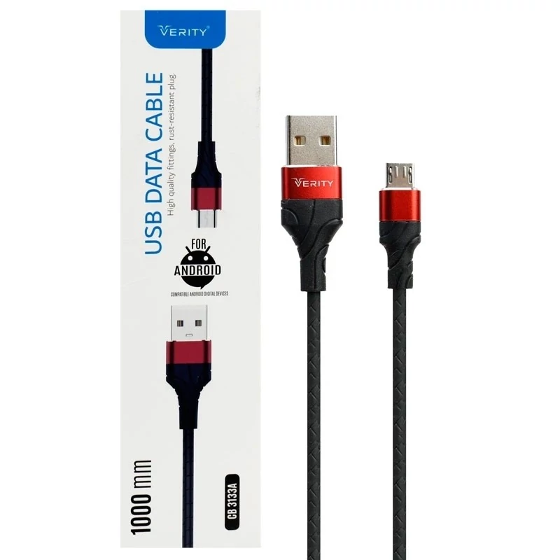 کابل شارژ تبدیل USB به MicroUSB وریتی مدل Verity CB 3133A طول 1 متر