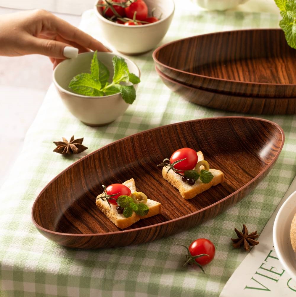 دسرخوری بیضی طرح چوب فرش کیپز