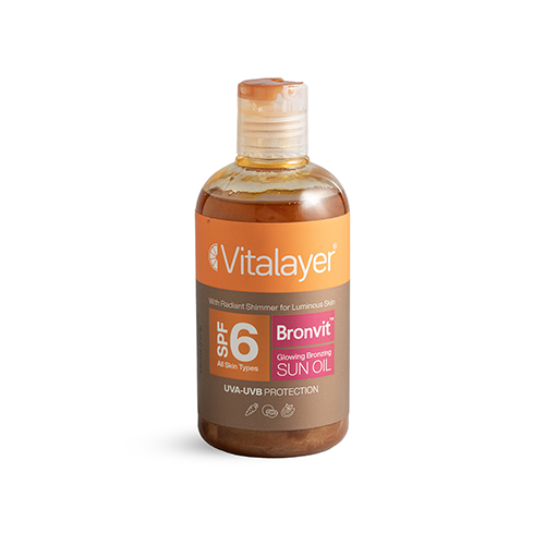 روغن آفتاب شاین دار و حاوی spf 6 مدل bronvit ویتالیر 250 میلی لیتر