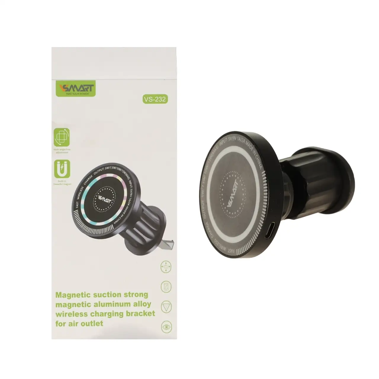 هولدر گوشی موبایل مگنتی دریچه کولری V-Smart مدل VS-232 - مشکی - BSA