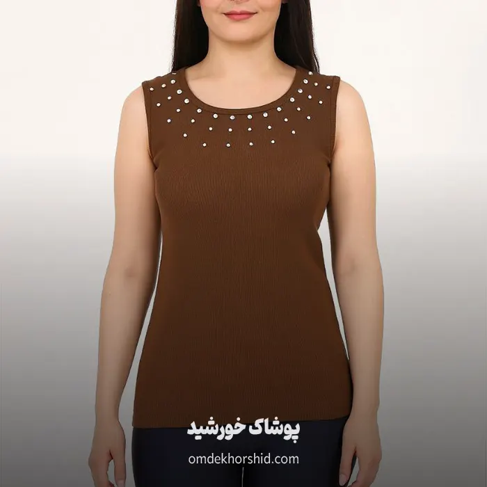 تاپ بلند یقه سنگ دوزی