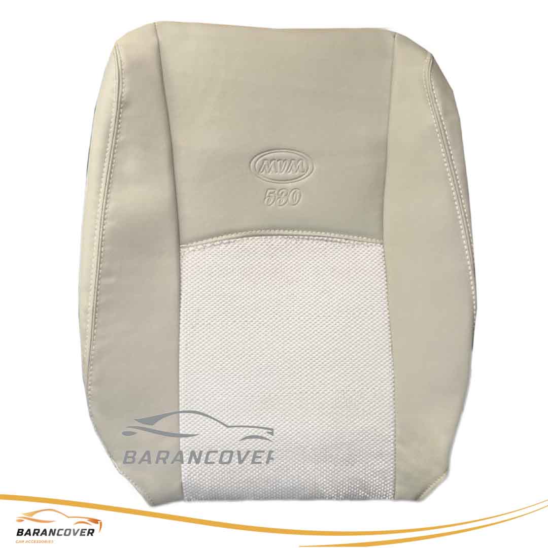 روکش صندلی ام وی ام mvm 530 چرم وسط پارچه رنگ کرم استخوانی