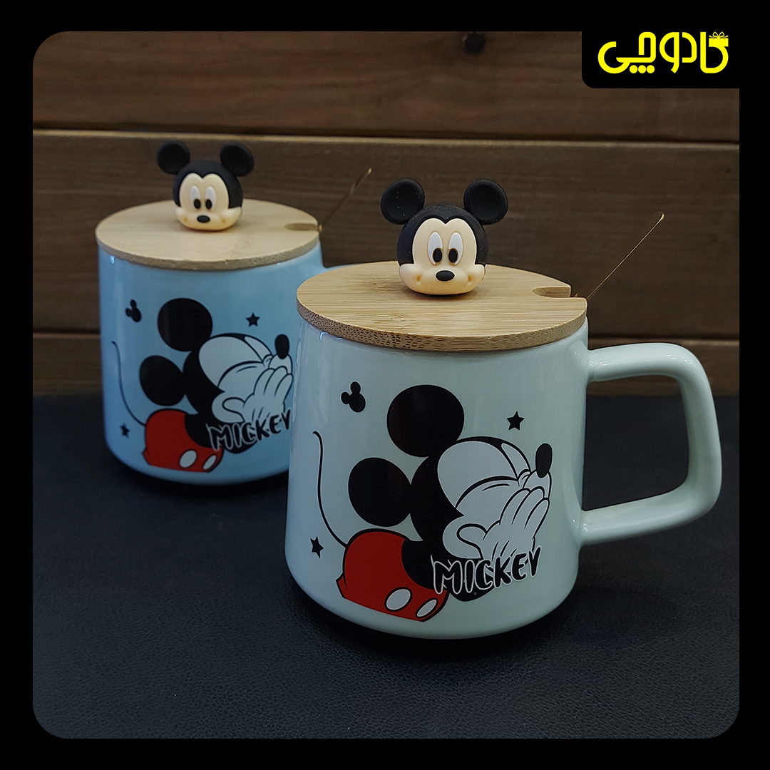 ماگ طرح میکی موس با درب بامبو کد M002