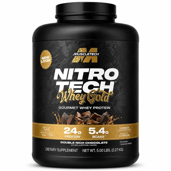 پروتئین وی نیتروتک گلد طرح جدید ماسل تک 2.270 کیلوگرمی Nitro-Tech Whey Gold
