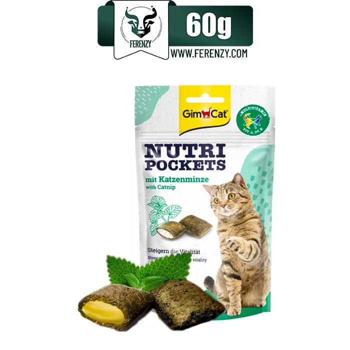 تشویقی گربه جیم کت طعم کت نیپ وزن 60 گرم GimCat Nutri Pockets Catnip