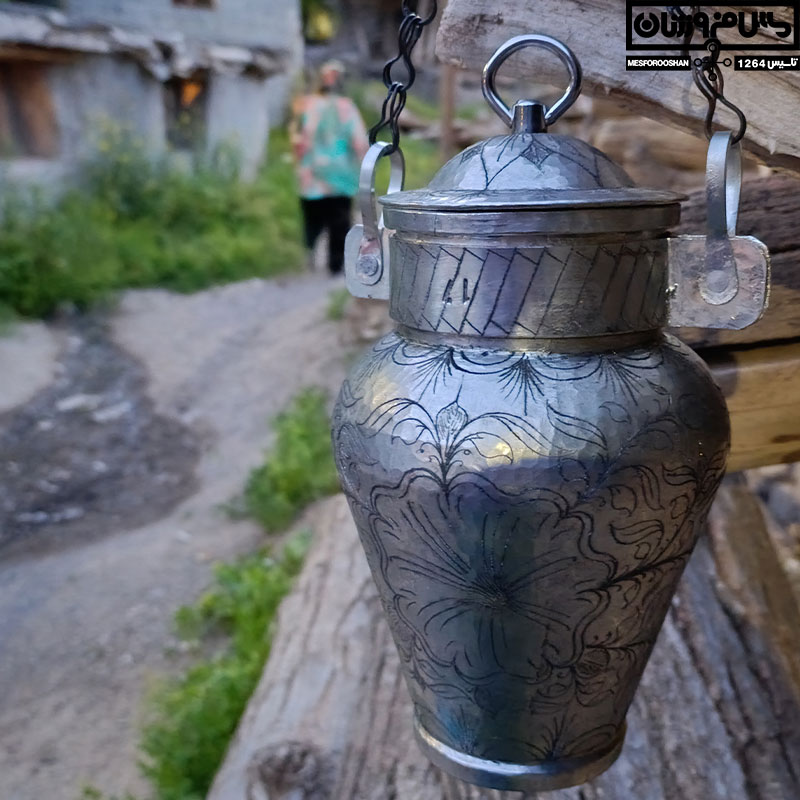 روغن دان مسی حکاکی دستساز 2 رو سفید زنجان مدل حکایت