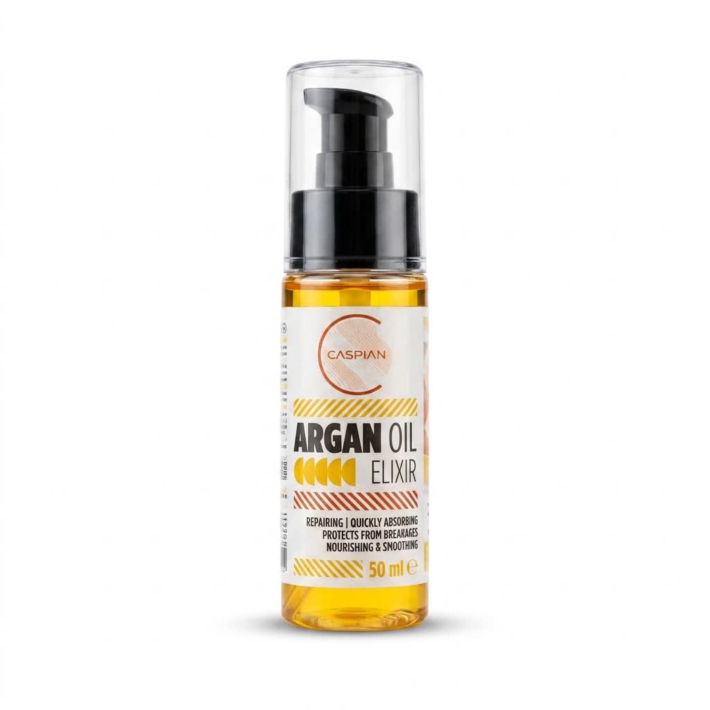 روغن آرگان ترمیم‌کننده و مغذی کاسپین Caspian مدل Elixir حجم ۵۰ میل