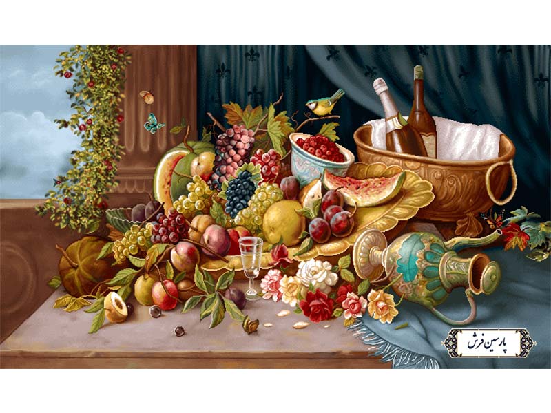 نخ و نقشه تابلو فرش جام میوه و نوشیدنی - کد NG1573