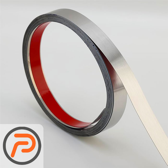 نوار استیل تسمه پشت چسب دار کروم خش دار