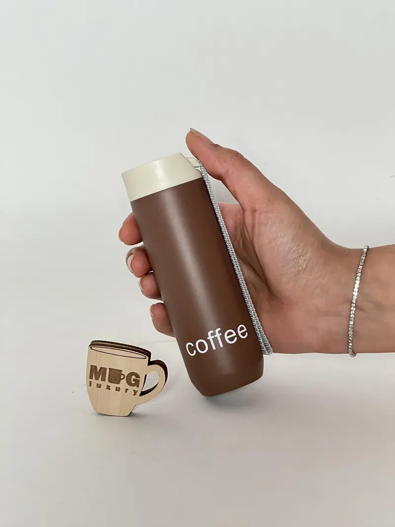 مینی تراول ماگ قلمی COFFEE بند پارچه ای 100 میل - قهوه ای