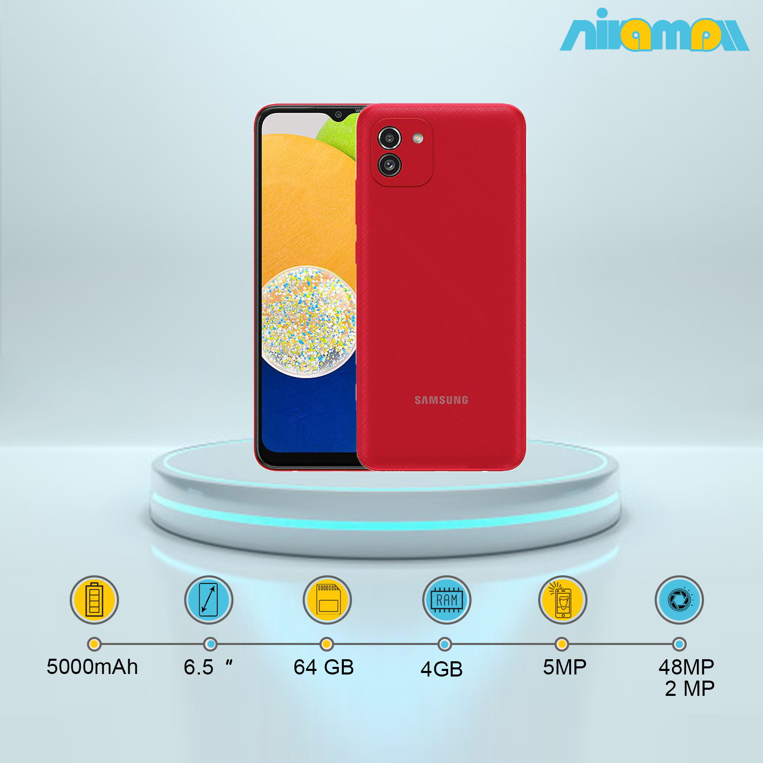 گوشی موبایل سامسونگ مدل Galaxy A03 دو سیم‌ کارت ظرفیت 64 گیگابایت و رم4 گیگابایت