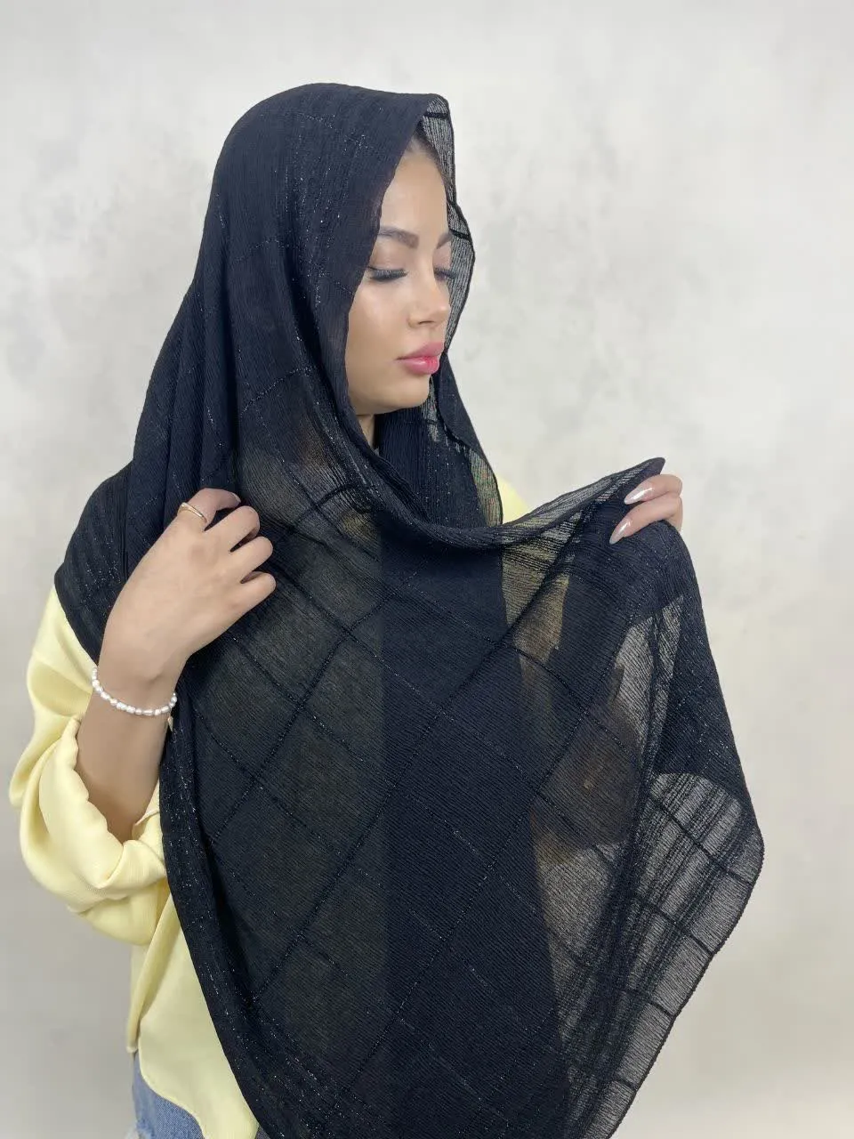 شال نخی لمه دار مجلسی ترک