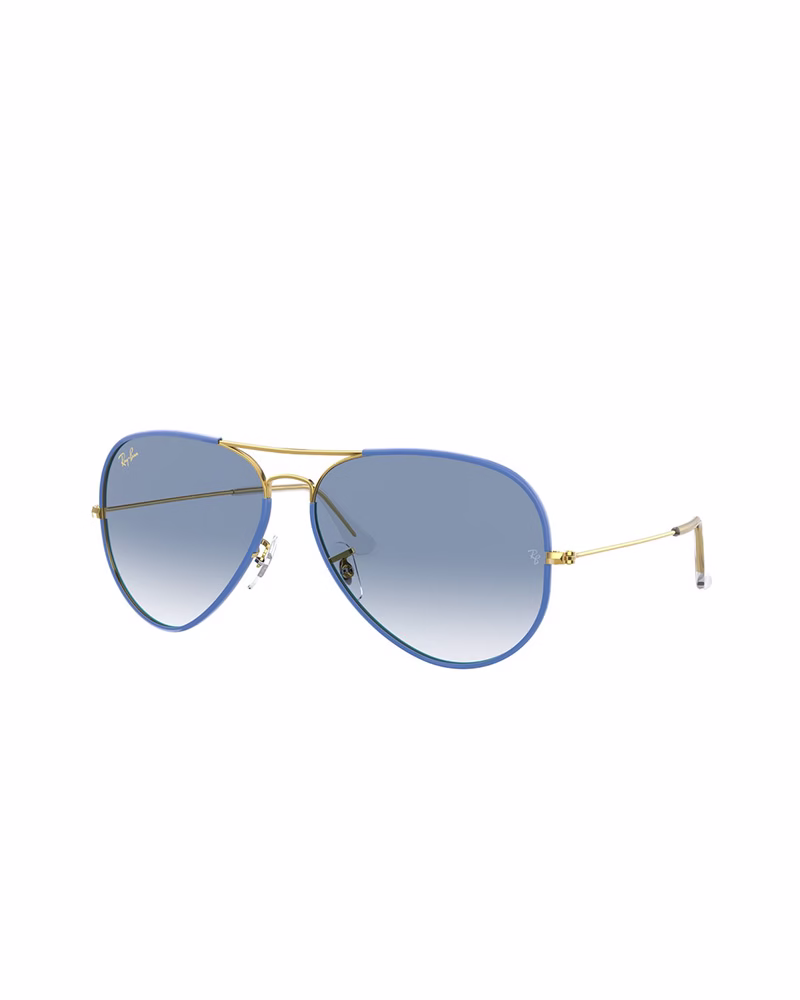 عینک آفتابی اسپرت خلبانی ریبن مدل RayBan RB3025 Aviator - فريم آبي دسته طلايي عدسي هايلايت آبي